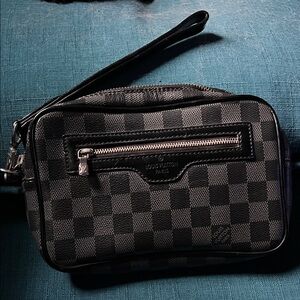 Louis Vuitton Gray and Black Checkered Toiletry Bag